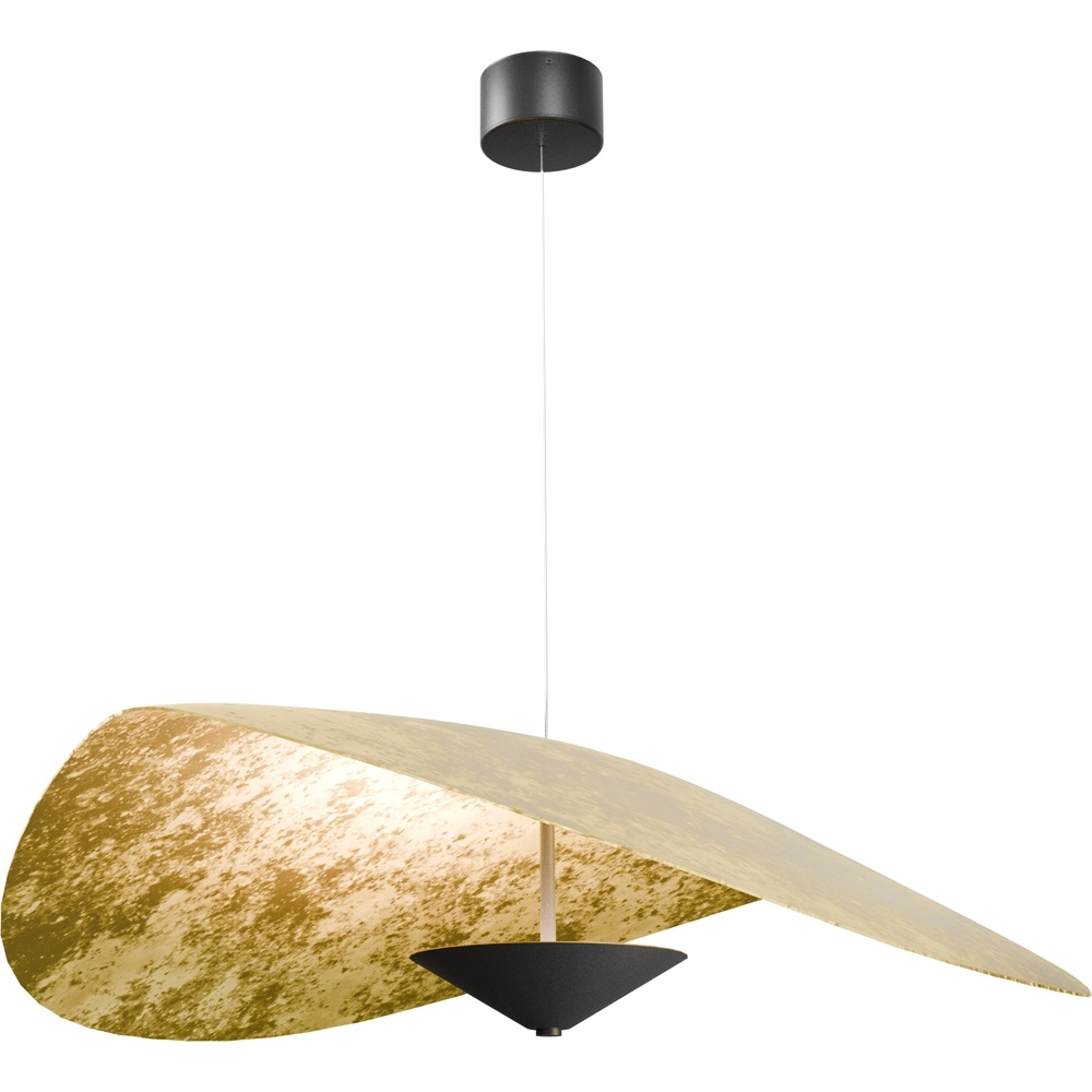 Ø 90cm LED-Pendellicht Lente Blattgold – mit Umlenkrolle