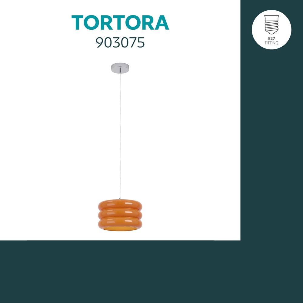 Design-Pendellampe Tortora Chrom mit orangefarbenem Ø 30cm