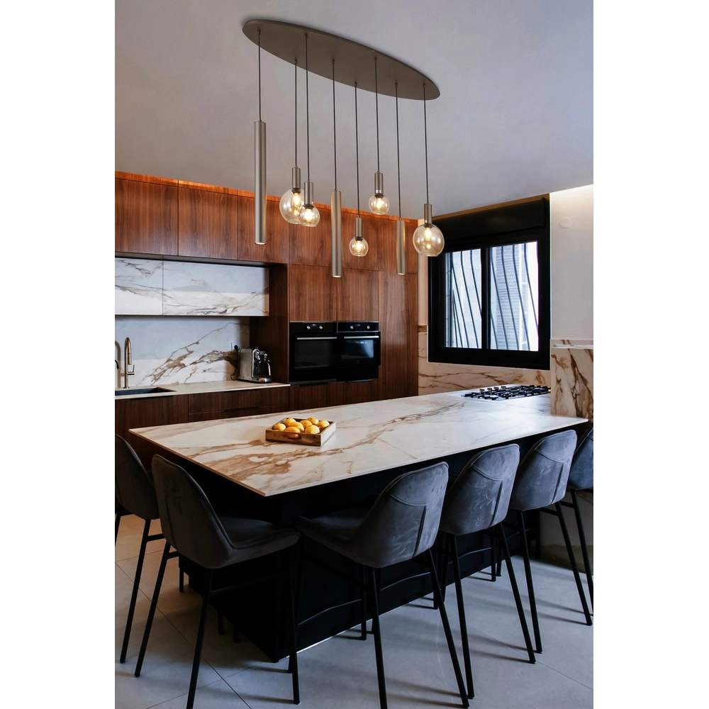 Design-Pendelleuchte Lyon Braunes Glas Searchlight 5053423296371