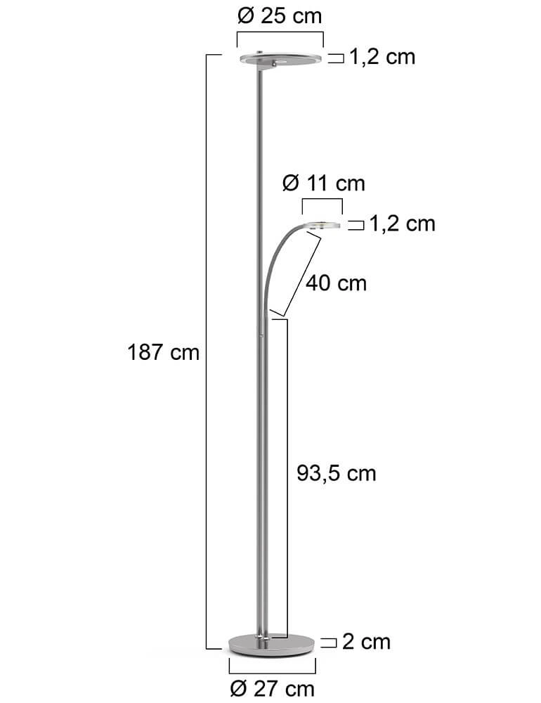 LED-Leselampe 2-flammig Turound 40 W – 2200–4000 K – 187 cm Edelstahl-Klarglas Steinhauer 8712746134797