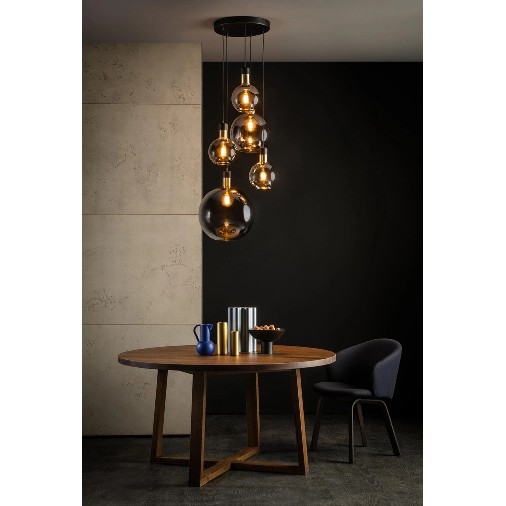 5-Licht Pendellampe Julius Rauchglas