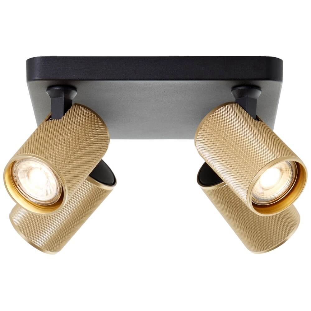 Quadratischer Aufbaustrahler Marty schwarz mit gold