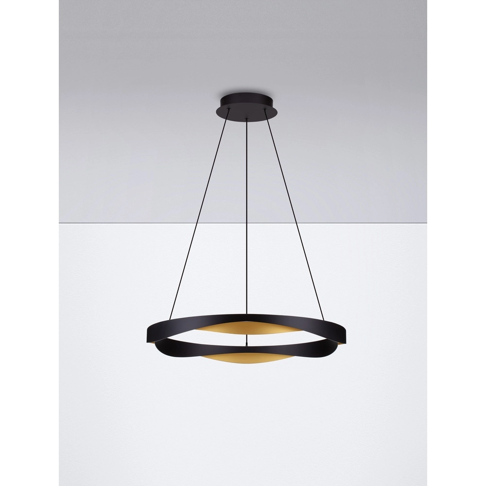 Pendelleuchte Radon Ø 65cm schwarz mit gold Lyora 5212017452504