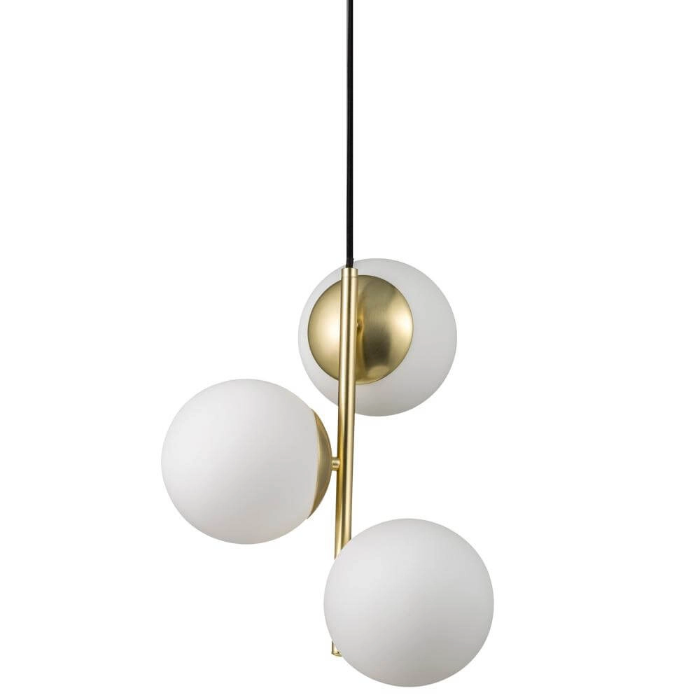 Pendelleuchte Lilly 3-flammiges Gold mit weißer Kugel Nordlux 5701581459083