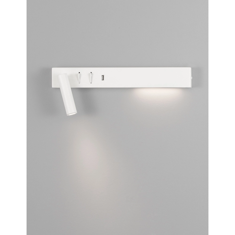 Nachttischlampe Vida Links weiß mit USB