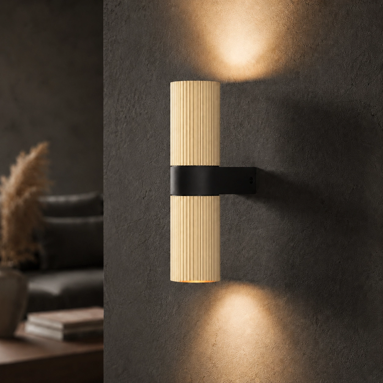 Wand-Spot-Rippen Linea Mattes Gold mit Schwarz