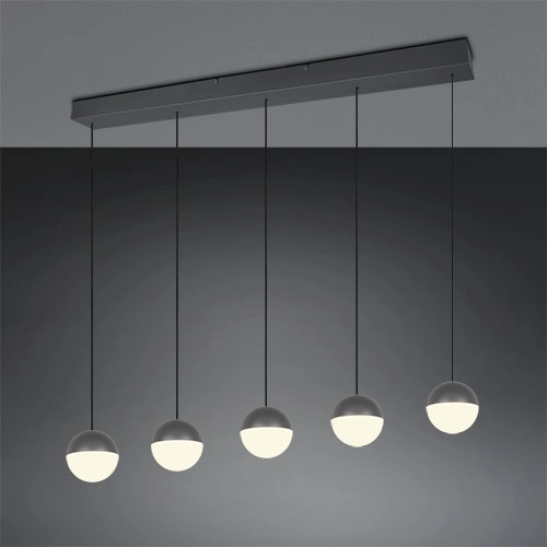 5-Licht Pendellampe Senta Anthrazit