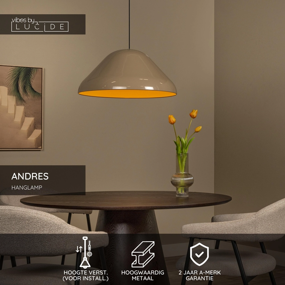 Pendellampe Andres taupe Ø 56 cm Lucide Vibes 5411212650214