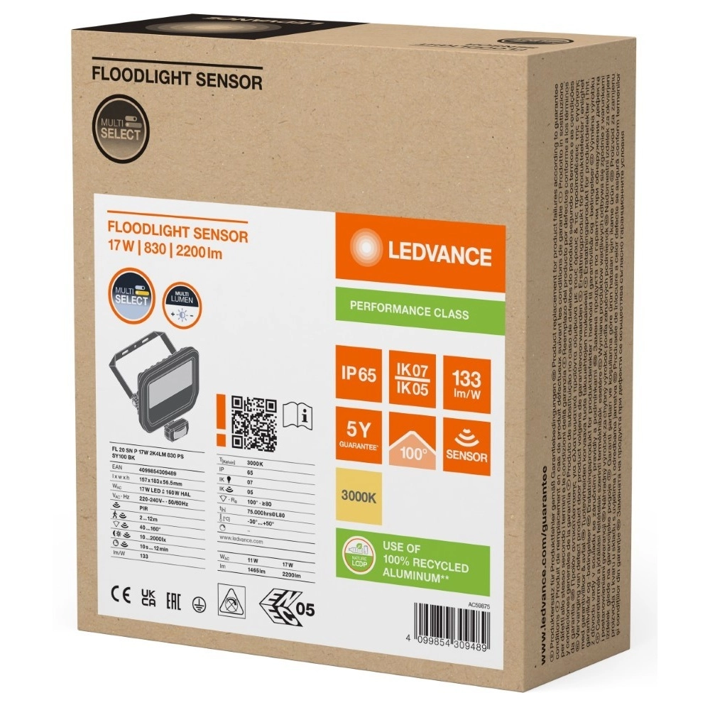 Im Rampenlicht Vance 17W - 3000K schwarz mit Sensor Lyora 4099854309489