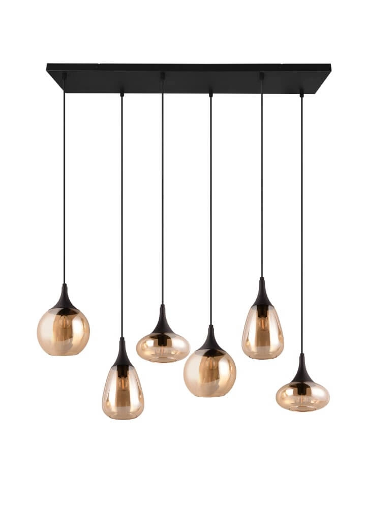 Hängelampe mit 6 Leuchten Lumina mit Braunglas Trio 4017807577730