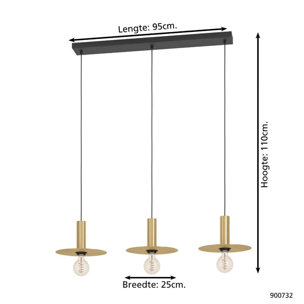 Goldene Hängelampe mit 3 Leuchten Escandell Eglo 9008606273881