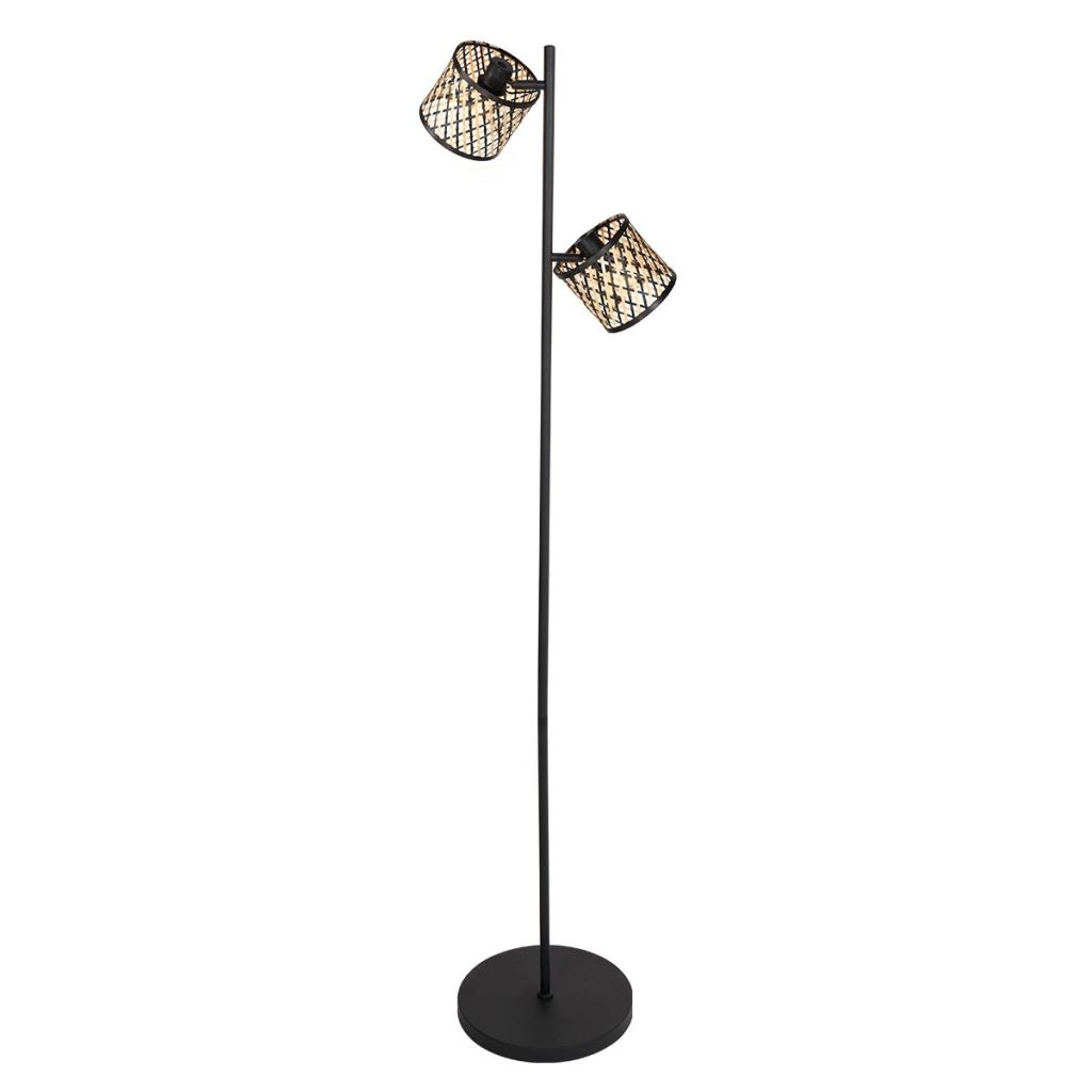 Stehlampe 2-Leuchten Sumba mit Bambusschirmen Ø12 cm