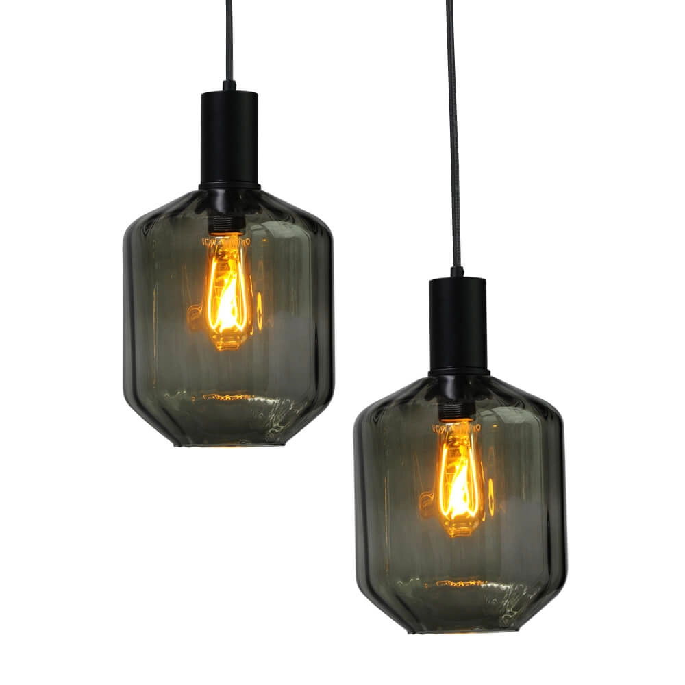 6-flammige Hängelampe - schwarz - Porto mit grünen Jagger-Gläsern Masterlight 8718121270579