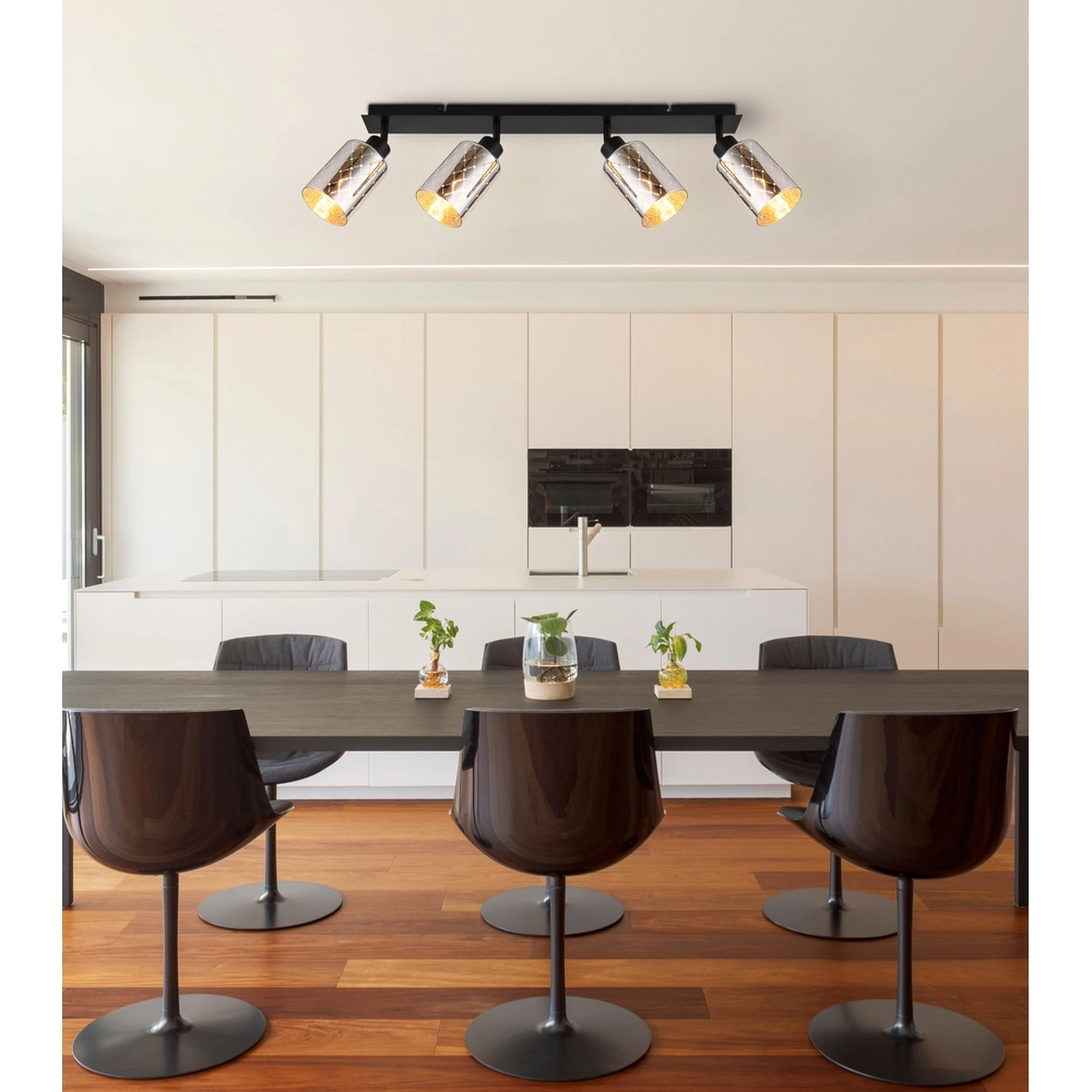 Design-Deckenlampe Alonso 4-Licht Schwarz Globo 9007371572250