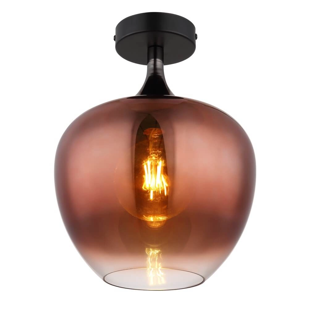 Schwarze Deckenleuchte Maxy mit rotem Glas Ø 24cm