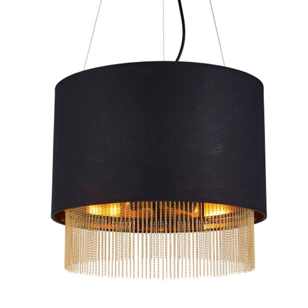 Schwarze Hängelampe Fringe Ø 40cm Searchlight 5053423135533