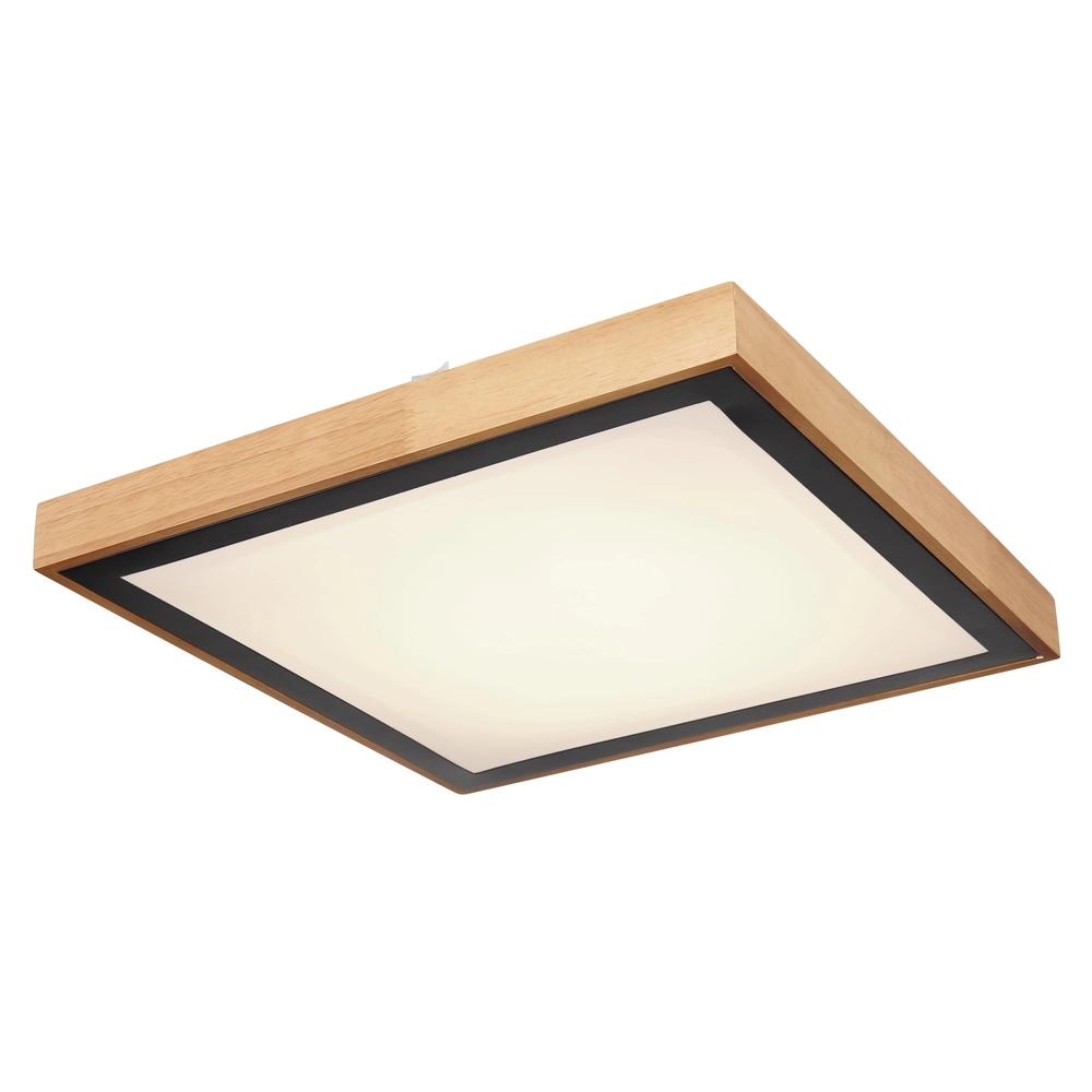 Deckenlampe Bruno 39 cm quadratisch schwarz mit Holz