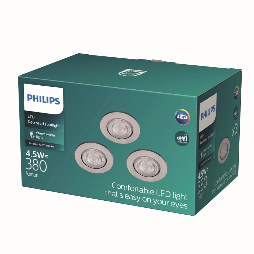 LED-Spots Taragon (3x) 3x4,5W - 2700k - 8,5 cm grau Philips 8718699755836