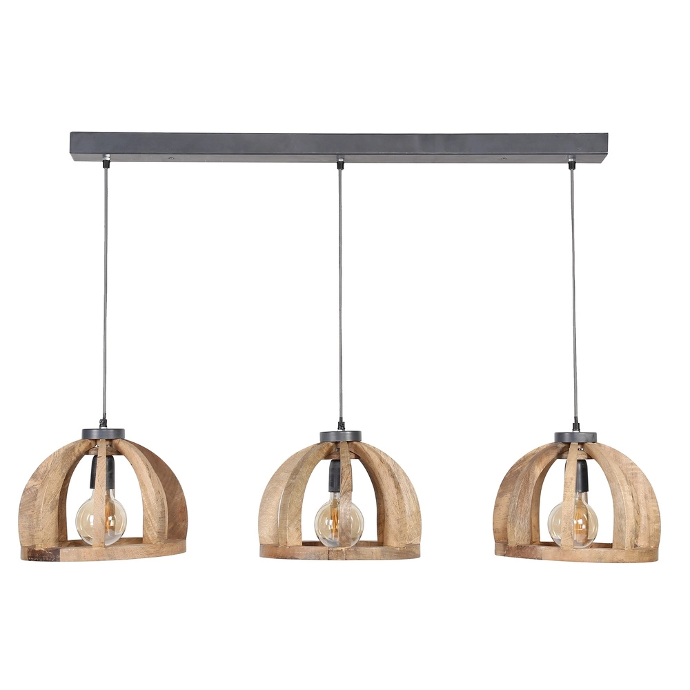 Holz-Esstisch-Pendellampe Orba 3x Ø 30 cm Lyora 8716803513204