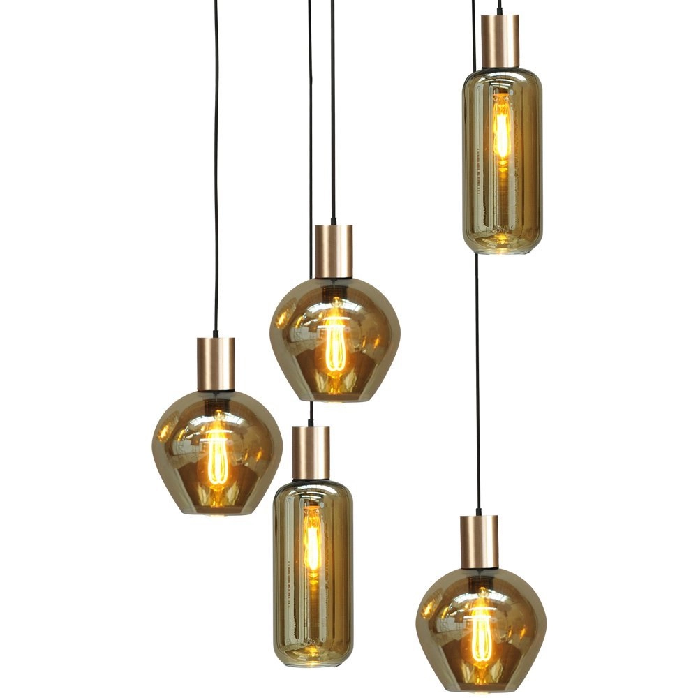 Hängelampe 5 Lichter Bounty schwarz mit gold Masterlight 8718121247755