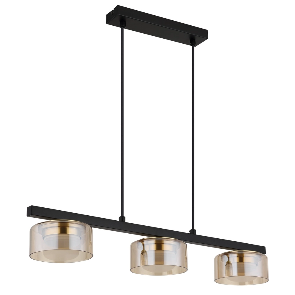 Design-Pendellampe Higgins schwarz mit bernsteinfarbenem Glas Globo 9007371531813