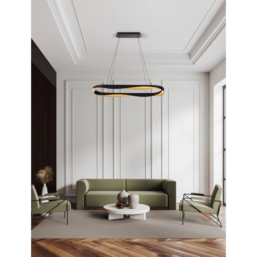 Pendelleuchte Radon Ø 100cm schwarz mit gold Lyora 5212017452511