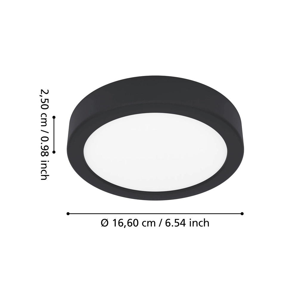 Deckenlicht IP44 Fueva 6 rund – schwarz – Ø 16,6 cm Eglo 9008606330300