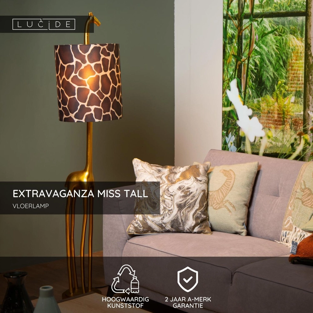 Tischlampe Extravaganza Miss Tall Giraffengold mit Schwarz Lucide 5411212105431