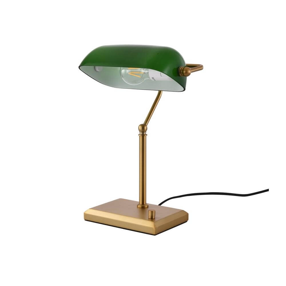 Klassische Bankerlampe Stanford Gold mit Grün Artdelight 8720701100152