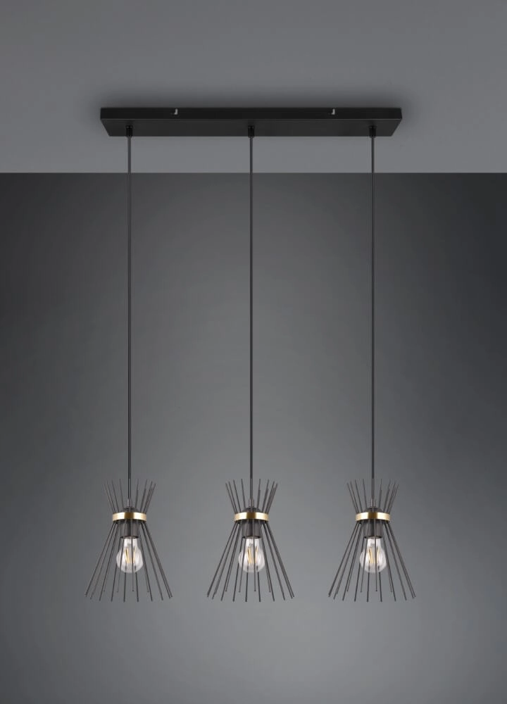 Pendelleuchte Rod Design schwarz 3-flammig Trio 4017807576771