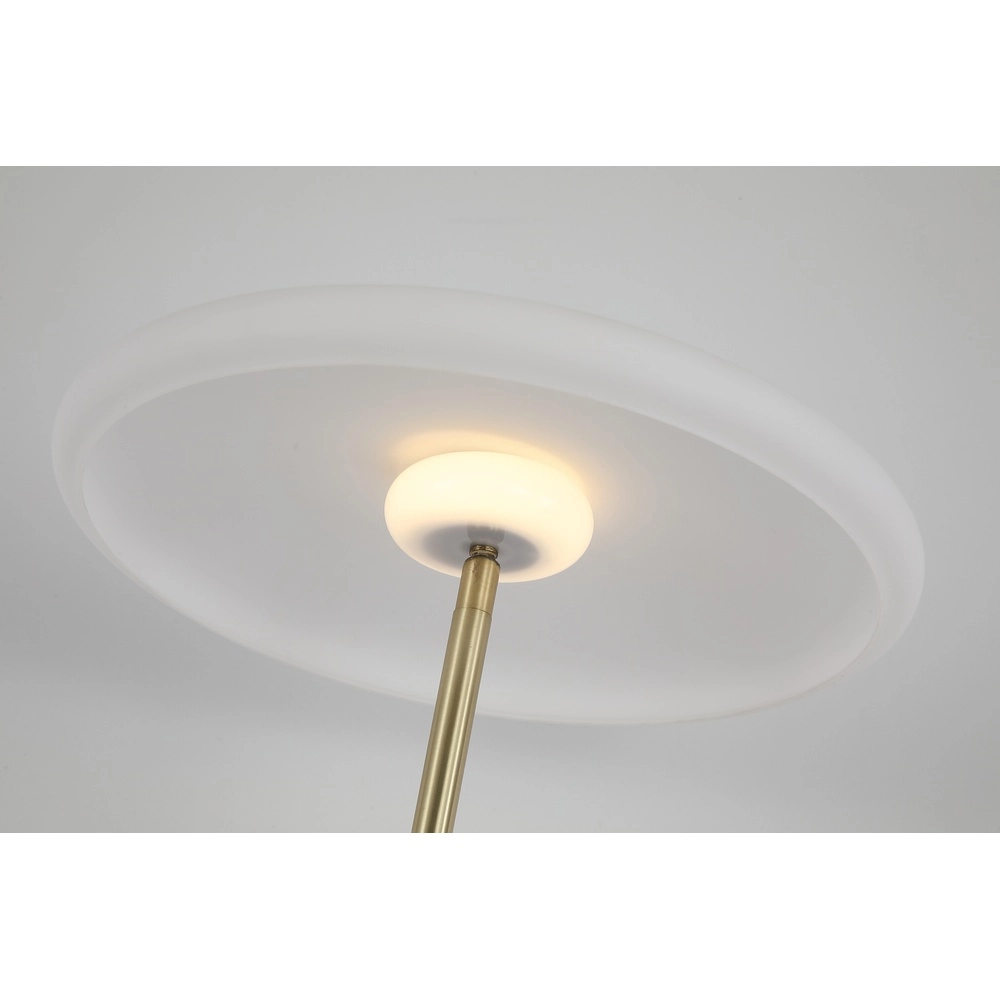 Stehlampe Record Gold mit weißem Glas Searchlight 5053423298849