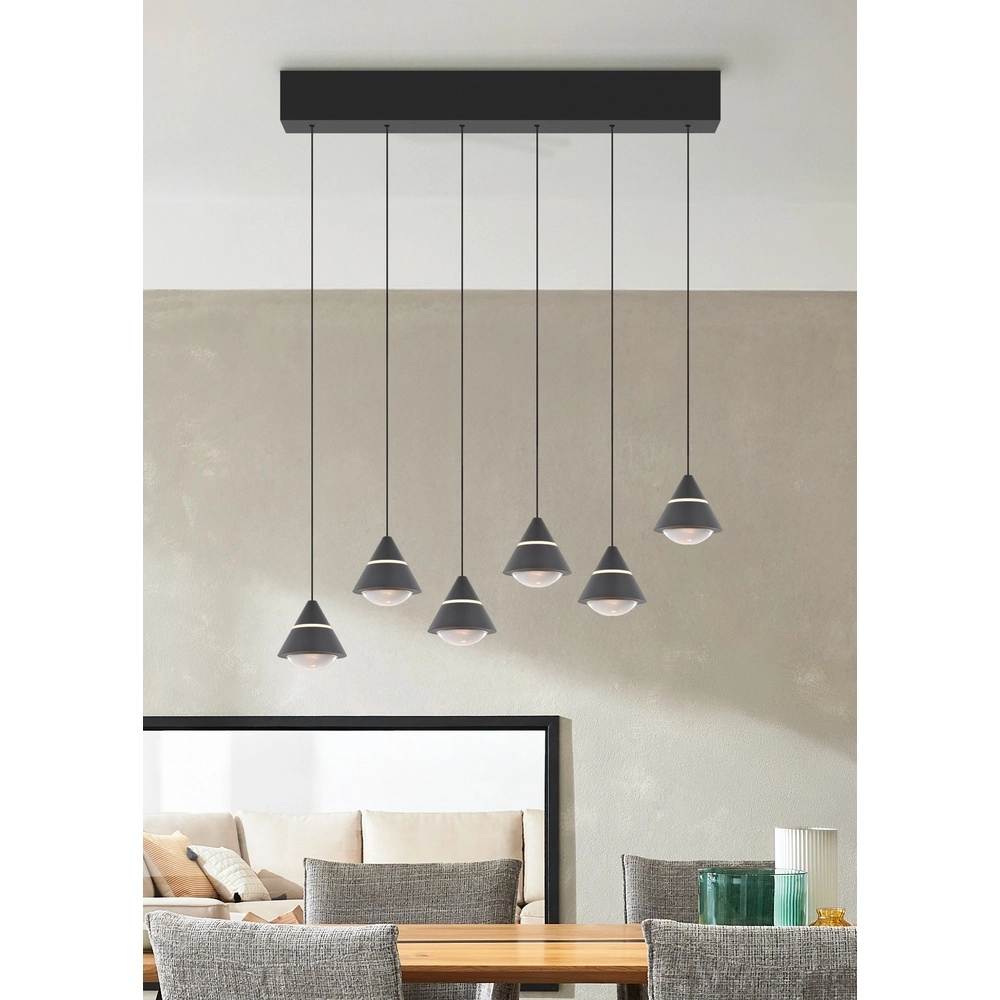 Design-Pendelleuchte Romeo 6-flammig schwarz