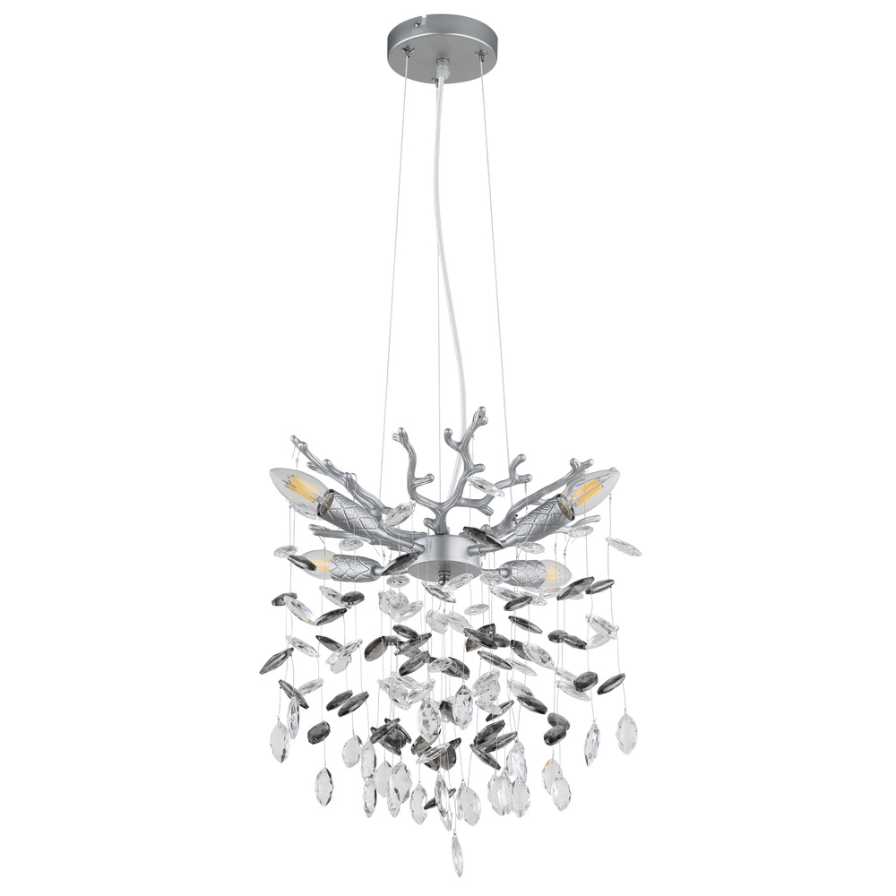 Pendellampe Queena silbergrau Ø 40cm Globo 9007371522675