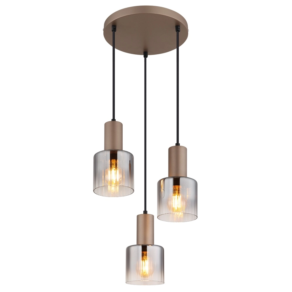 Pendellampe Walton 3-hell Kaffeebraun