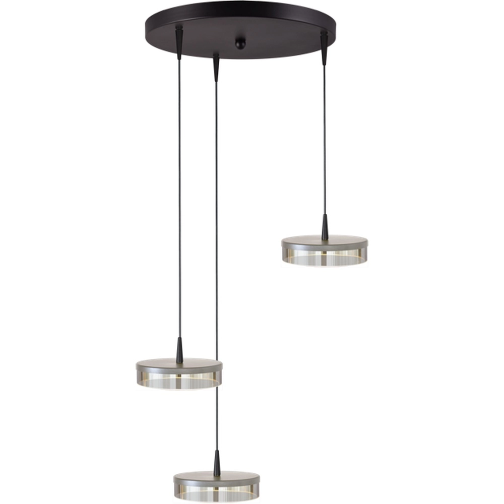 3-Licht Pendellampe Imperia Ø 35 cm schwarz mit Nickel