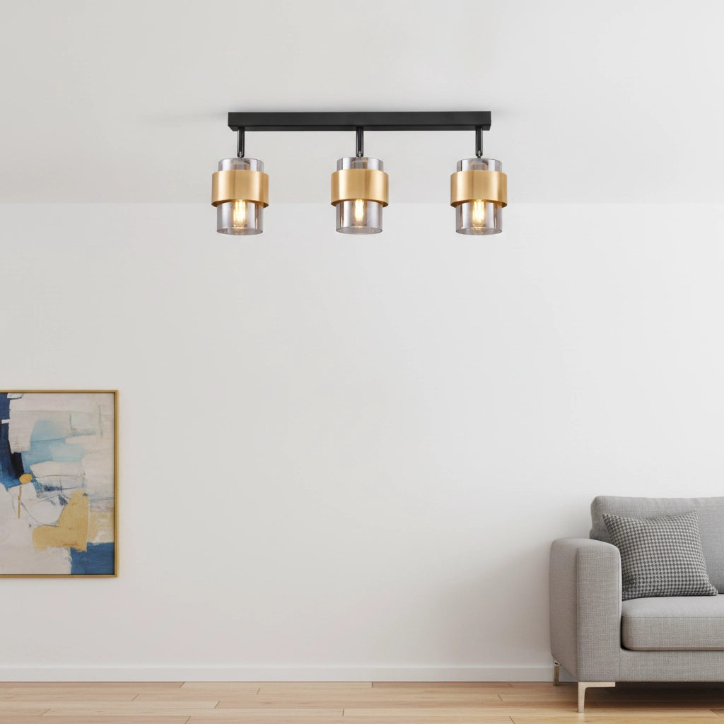 Deckenlampe Sianna 3-flammig schwarz mit gold
