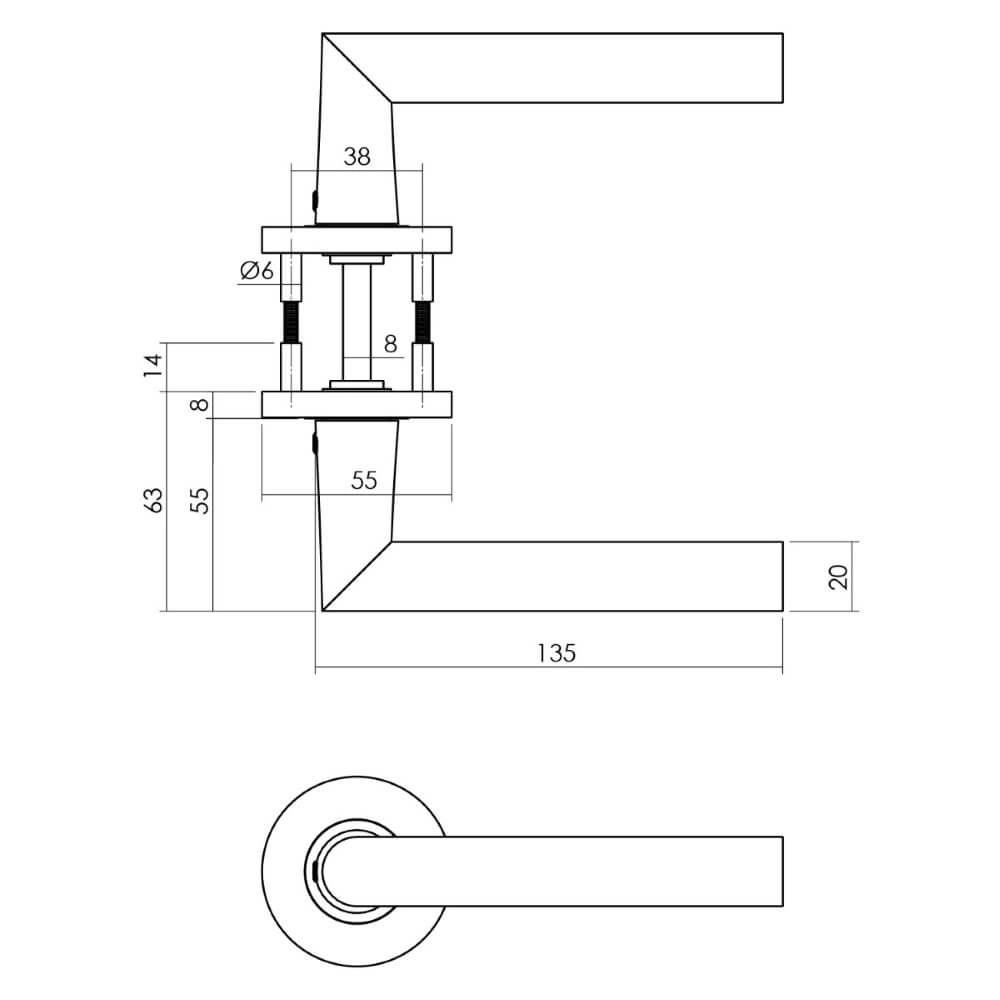 Fester Türgriff Hoek 90 Rundes Aluminium Schwarz Intersteel 8714186492178