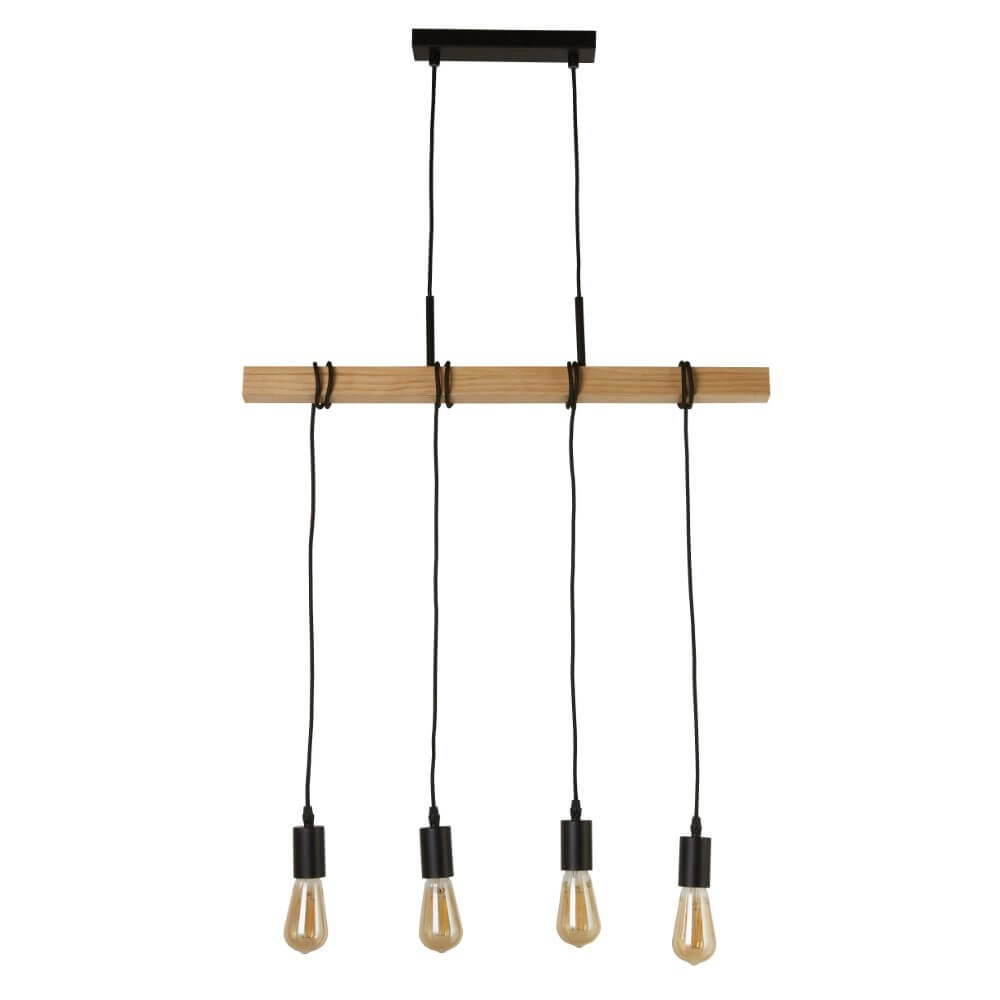 Hängelampe mit 4 Leuchten Woody mit Holz Searchlight 5053423206400