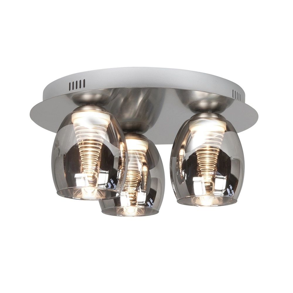 Deckenlampe Nebula Nickel 3-flammiges Rauchglas