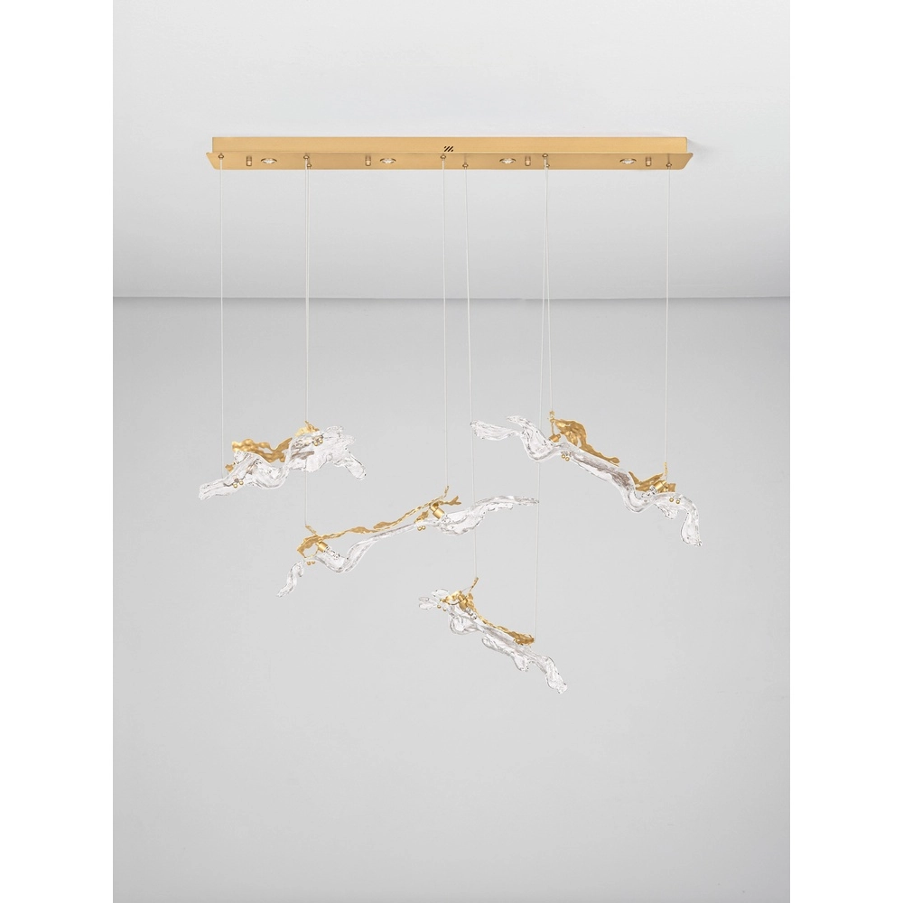 Goldene Pendellampe Avesa mit klarem Glas 128 cm Lyora 5212063500426