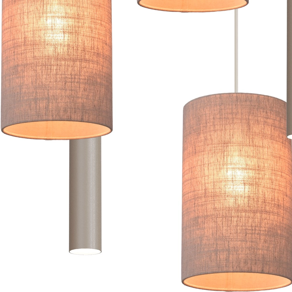 5-Licht Pendellampe Lisbourg Beige Terra mit beigegrauem Farbton Masterlight