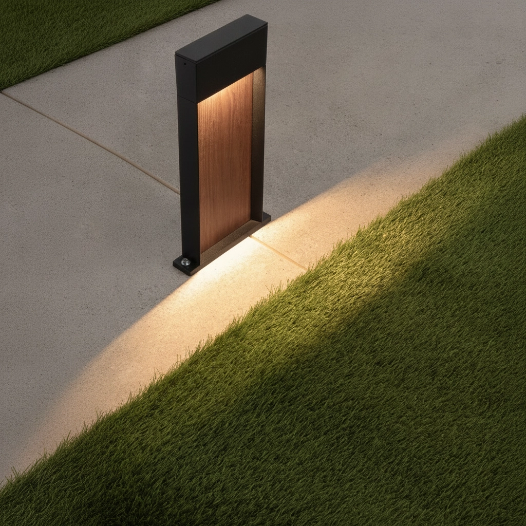 Design-Gartenlampe Noray Schwarz mit Holz 40cm - 2700K