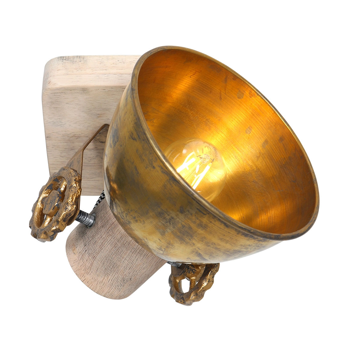 Industrielle Deckenleuchte Gearwood Bronze mit Holz Steinhauer 8712746135022