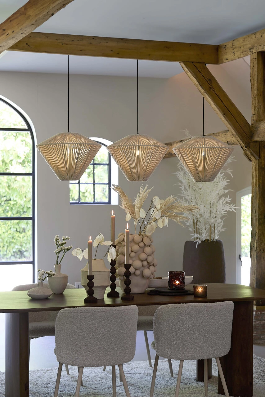3-flammige Pendelleuchte Felida Japandi 120cm