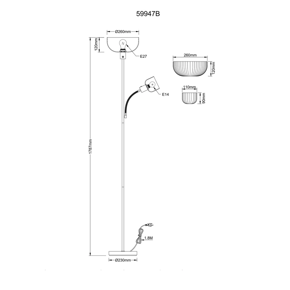 Stehlampe Hinton Schwarz Globo 9007371572427