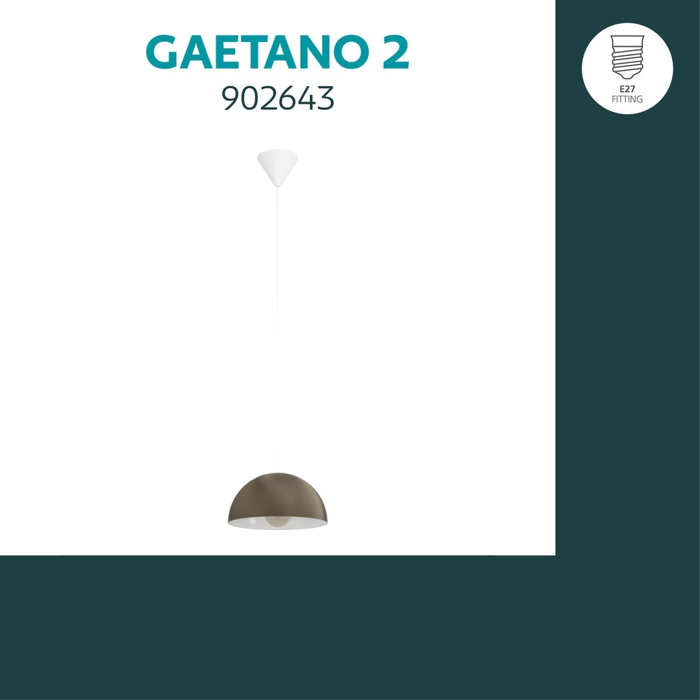 Design-Pendellampe Gaetano 2 Bronze mit weißem Ø 30 cm