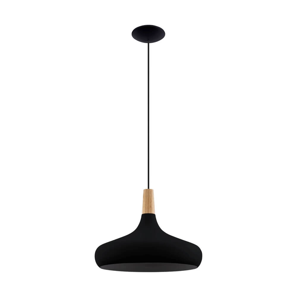 Schwarze Hängelampe Sabinar Ø 40cm mit Holz Eglo 9008606235797