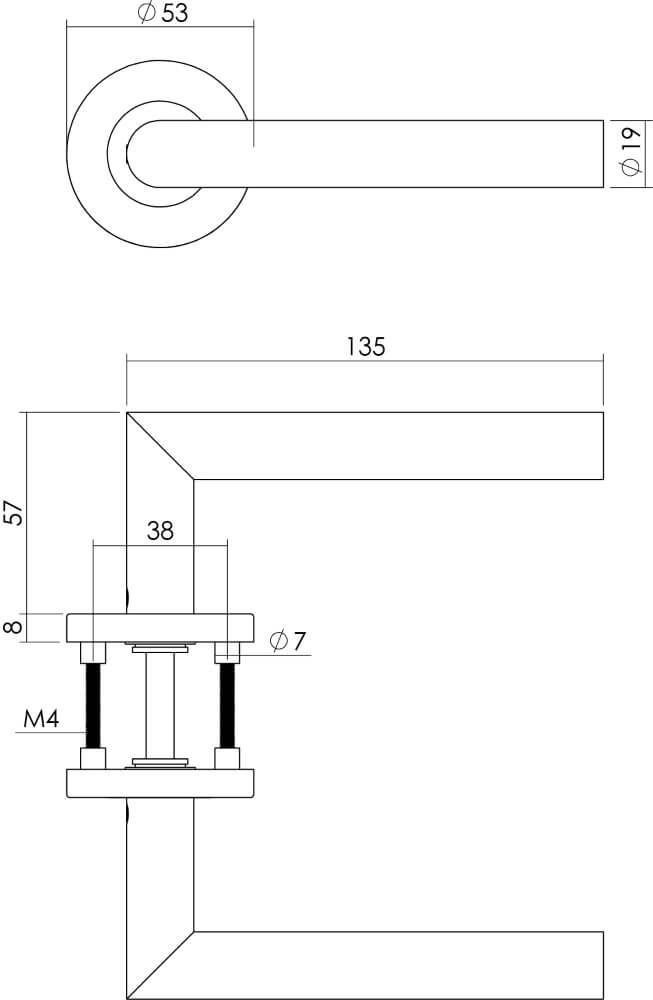 Türklinke Hoek 90 Rosette mit Grat Edelstahl Intersteel 8714186129678