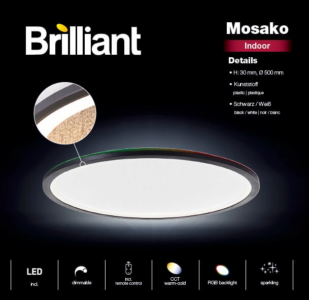Deckenleuchte Mosako schwarz L Brilliant 4004353426445