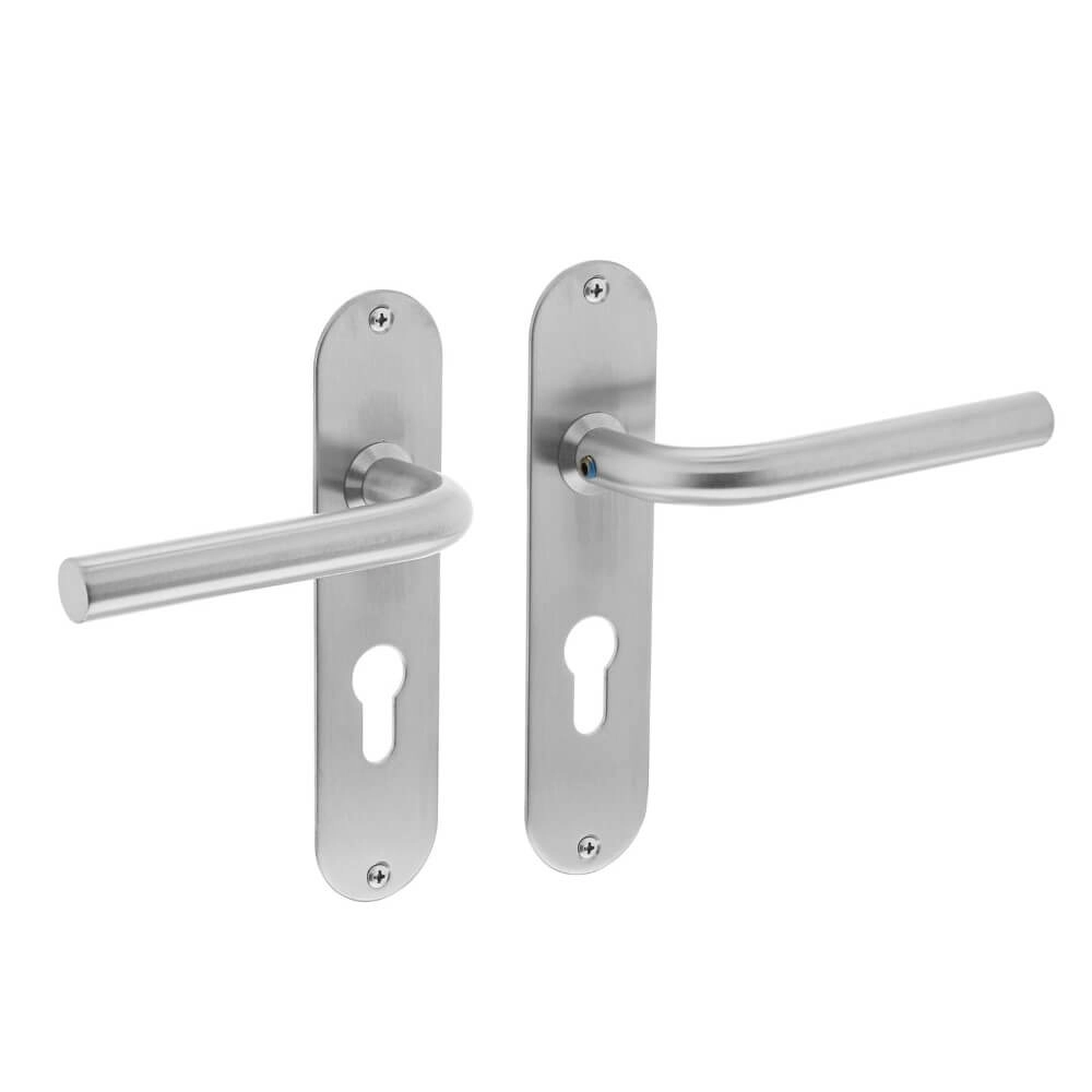 Türklinke Recht Profilzylinder 55mm Edelstahl Intersteel 8714186060544